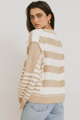 Yannah Striped Cardigan in Camel - FINAL SALE