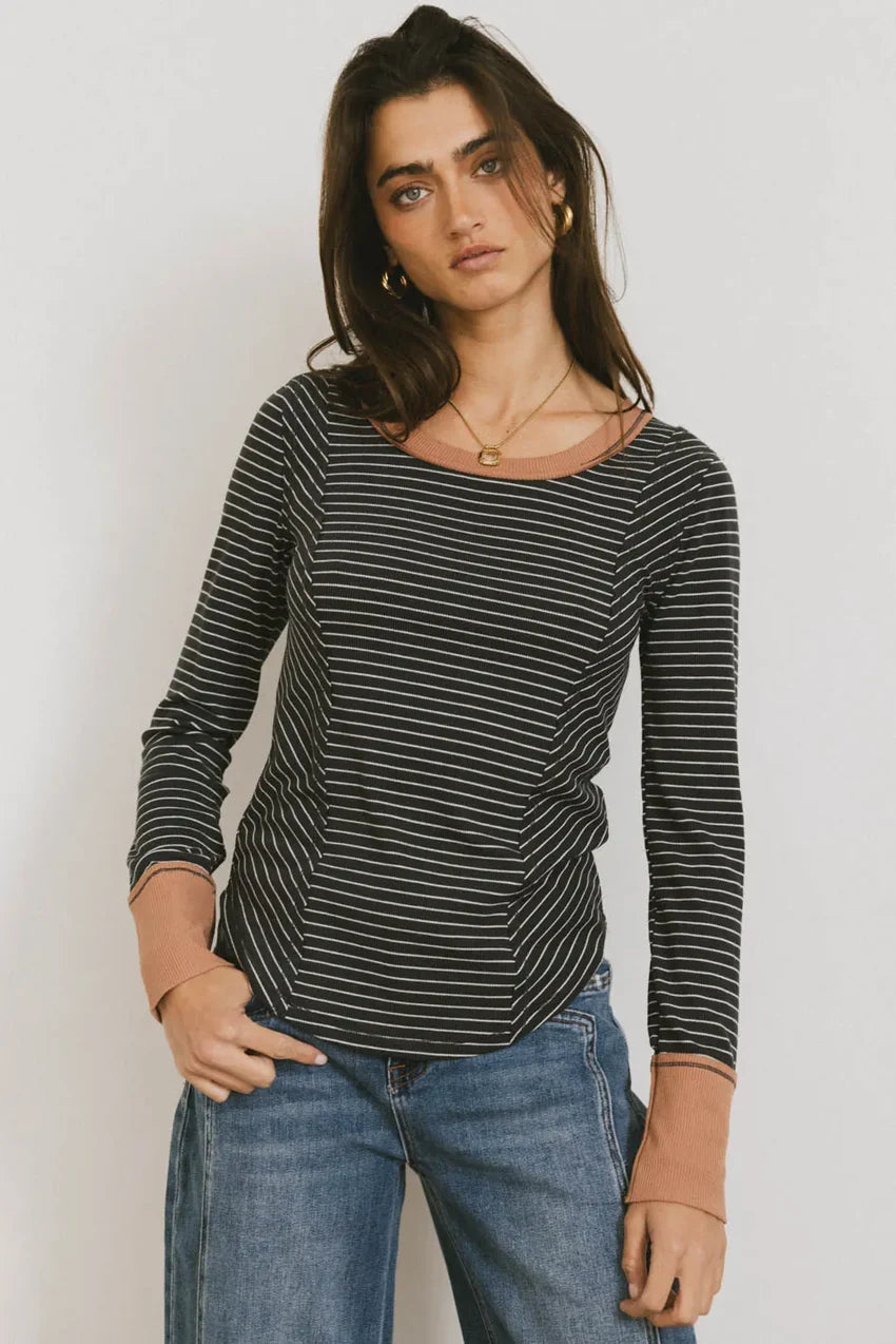 Alexandra Striped Top in Slate - FINAL SALE