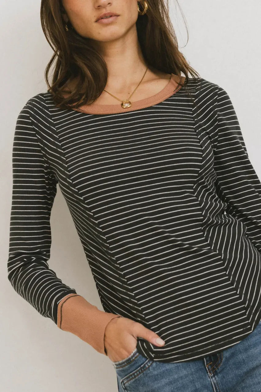 Alexandra Striped Top in Slate - FINAL SALE