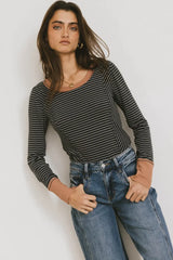 Alexandra Striped Top in Slate - FINAL SALE