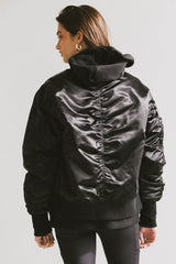 Rylee Satin Bomber Jacket in Black - FINAL SALE