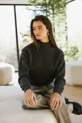Eloise Mock Neck Sweater in Charcoal - FINAL SALE