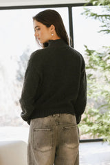 Eloise Mock Neck Sweater in Charcoal - FINAL SALE