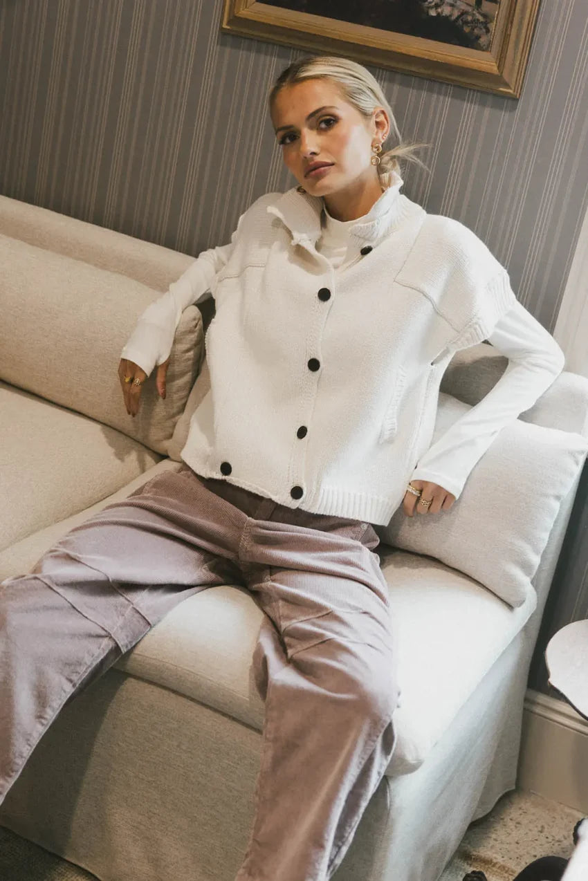 Sadie Knit Cardigan in Ivory - FINAL SALE