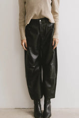Taron Vegan Leather Barrel Jeans - FINAL SALE
