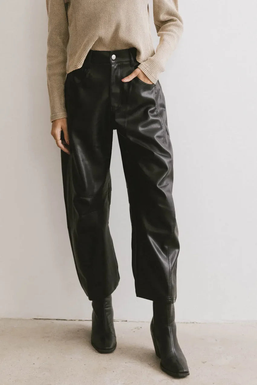 Taron Vegan Leather Barrel Jeans - FINAL SALE