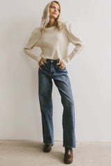 Kelcey Waffle Knit Top in Cream - FINAL SALE