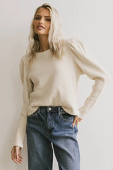 Kelcey Waffle Knit Top in Cream - FINAL SALE