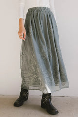 Grace Floral Tulle Skirt in Teal - FINAL SALE