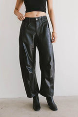 Taron Vegan Leather Barrel Jeans - FINAL SALE
