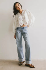 Violet Embroidered Blouse in White - FINAL SALE