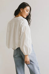 Violet Embroidered Blouse in White - FINAL SALE