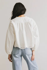 Violet Embroidered Blouse in White - FINAL SALE