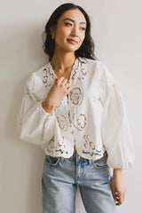 Violet Embroidered Blouse in White - FINAL SALE