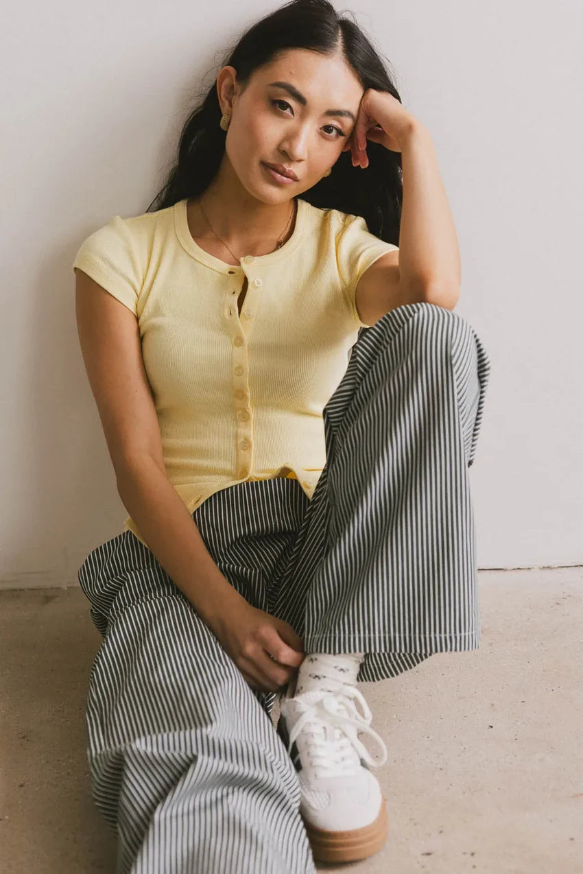 Vestia Button Up Tee in Yellow - FINAL SALE