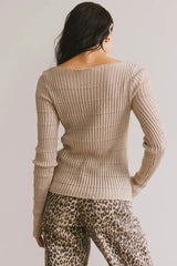 Gemma Sheer Ribbed Top in Tan - FINAL SALE