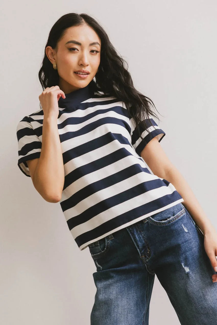 Grenna Striped Top in Navy - FINAL SALE