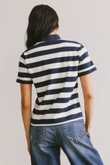 Grenna Striped Top in Navy - FINAL SALE