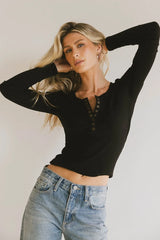 Ivanna Henley Top in Black - FINAL SALE
