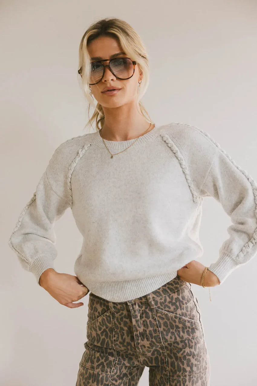 Leony Braided Sweater in Grey - FINAL SALE
