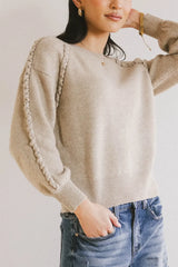 Leony Braided Sweater in Oatmeal - FINAL SALE