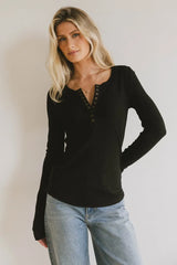 Ivanna Henley Top in Black - FINAL SALE