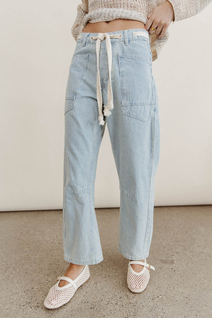 Jocelyn Barrel Jeans in Denim Stripe - FINAL SALE
