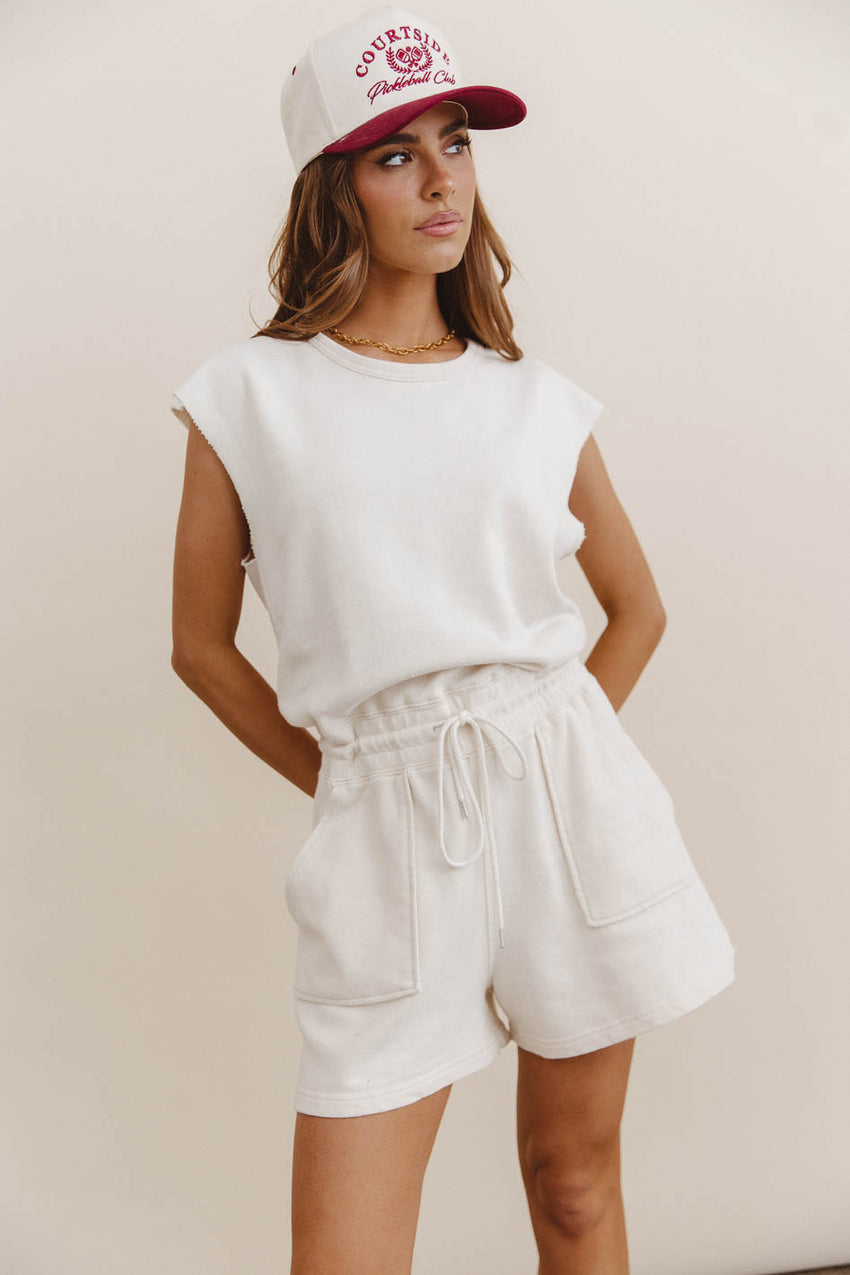 Remi Cutoff Romper in Cream - FINAL SALE