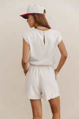 Remi Cutoff Romper in Cream - FINAL SALE