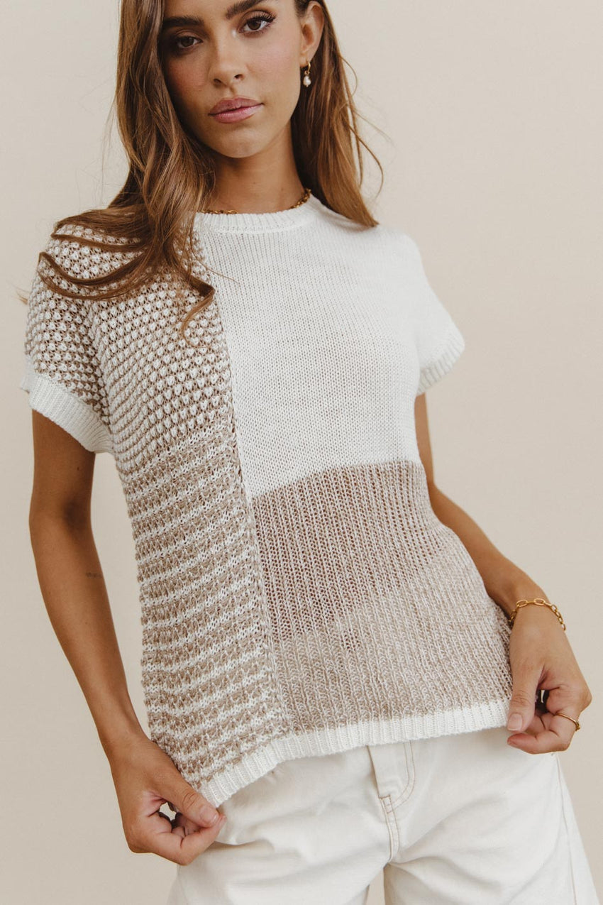 Bennie Colorblock Sweater in Taupe - FINAL SALE
