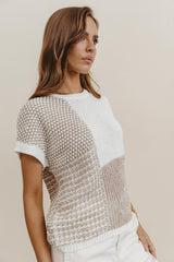 Bennie Colorblock Sweater in Taupe - FINAL SALE