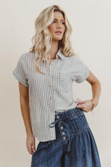Markie Striped Button Up in Black - FINAL SALE