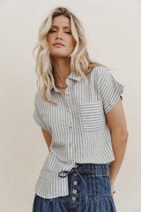 Markie Striped Button Up in Black - FINAL SALE
