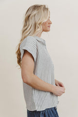 Markie Striped Button Up in Black - FINAL SALE