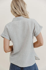Markie Striped Button Up in Black - FINAL SALE