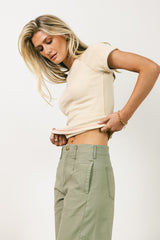 Kammie Ribbed Basic Tee in Beige - FINAL SALE