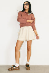Meli Button Front Knit Sweater in Mauve - FINAL SALE