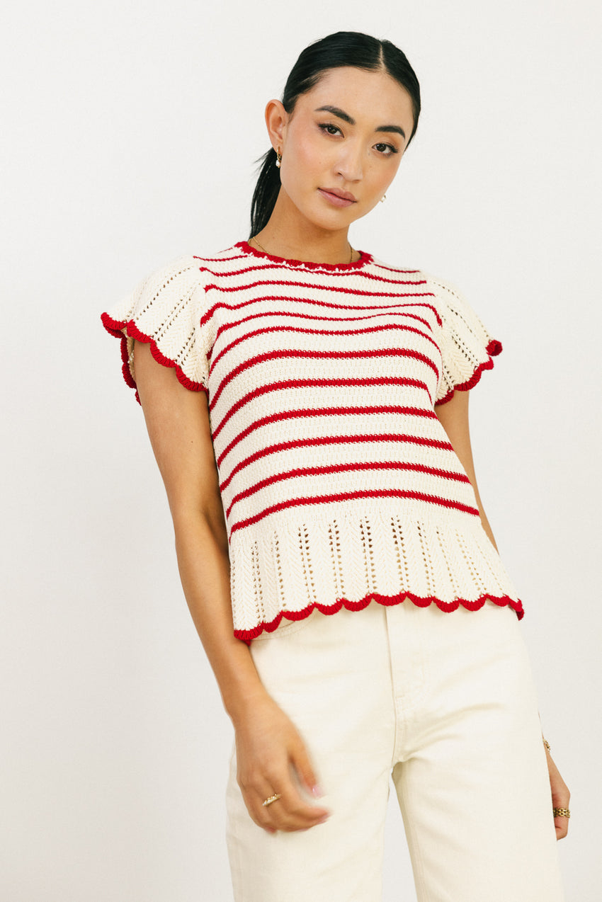 Georgie Striped Sweater in Red - FINAL SALE