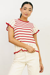 Georgie Striped Sweater in Red - FINAL SALE
