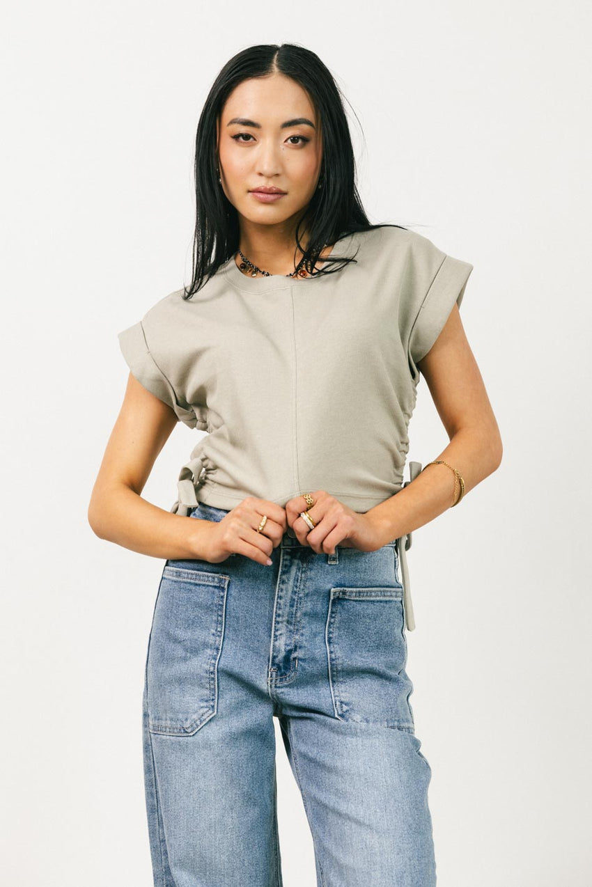 Sidney Ruched Top in Olive - FINAL SALE