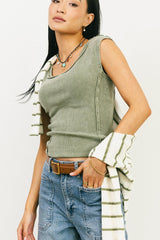 Penny Cap Sleeve Top in Olive - FINAL SALE
