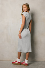 Lauren Tee Shirt Midi Dress in Heather Grey - FINAL SALE