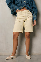 Layla Denim Shorts in Ivory - FINAL SALE