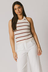 Kamari Striped Tank Top in Marsala - FINAL SALE