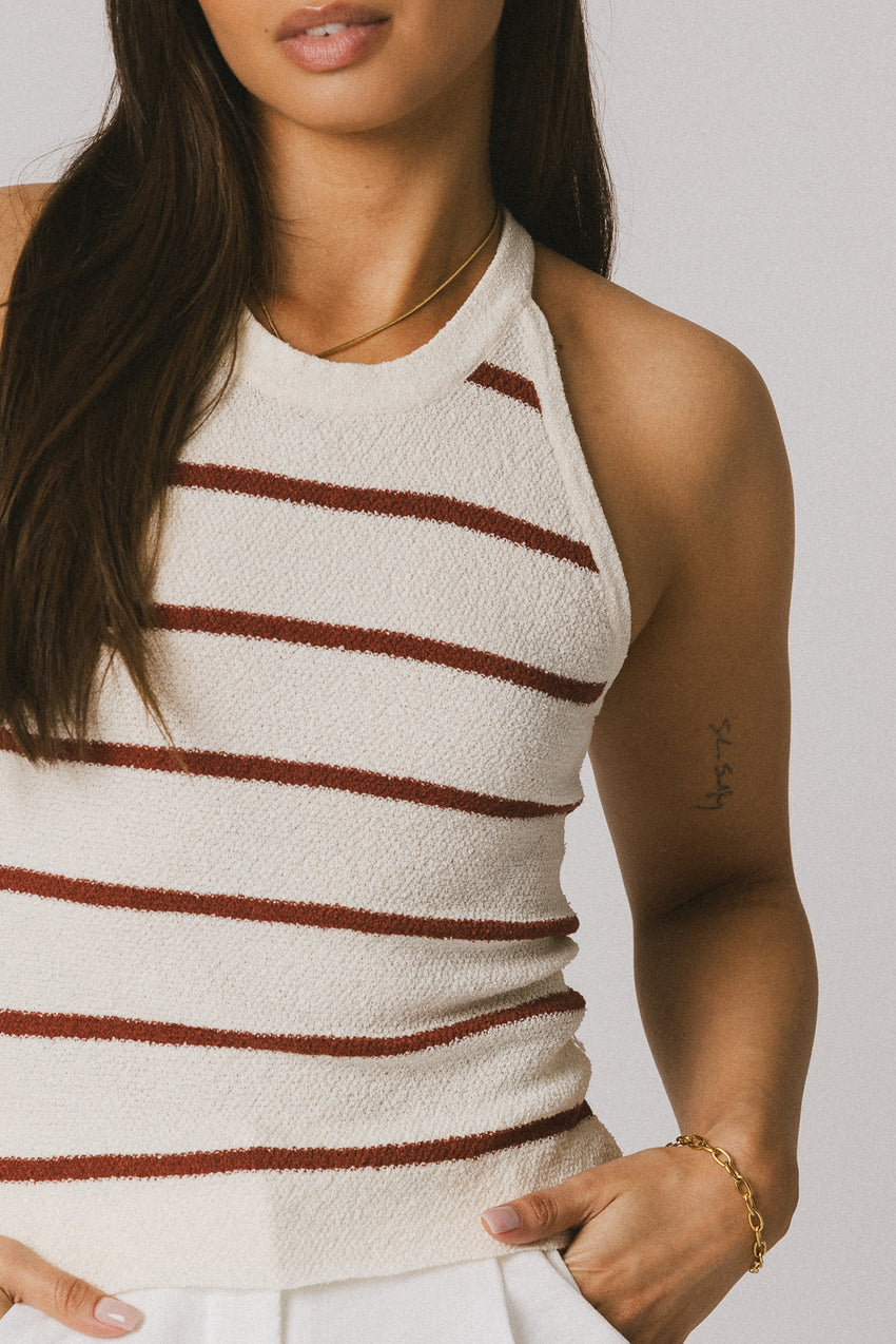 Kamari Striped Tank Top in Marsala - FINAL SALE