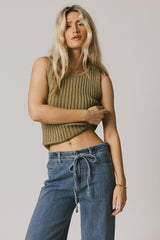 Riley Ribbed Top in Olive - FINAL SALE