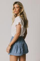 Harpa Tiered Mini Shorts in Denim - FINAL SALE