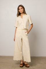 Perrie Floral Wide Leg Pants in Cream - FINAL SALE