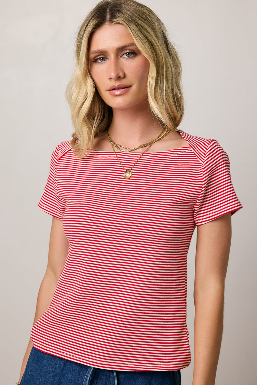 Favor Striped Tee in Red - FINAL SALE