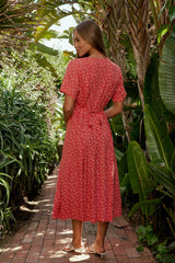 Ember Floral Midi Dress in Red - FINAL SALE